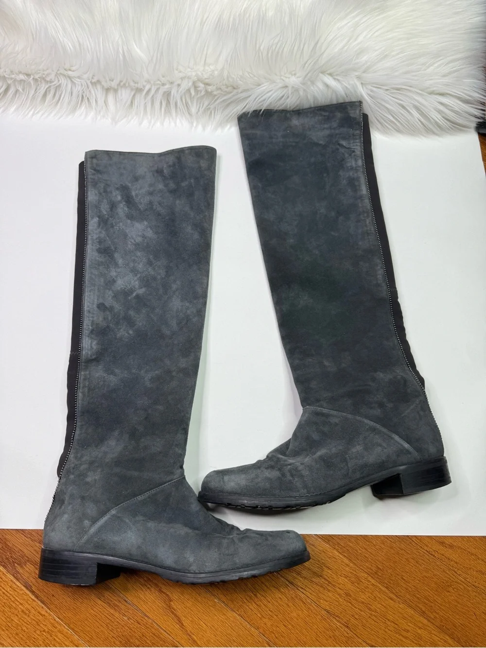 Stuart Weitzman Women Over-the-Knee Suede Boots Gray Shoes Size 8.5